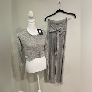 NWT FASHIONNOVA Net Nights Pant Set NST10338 HeatherGrey SIZE M New With Tag